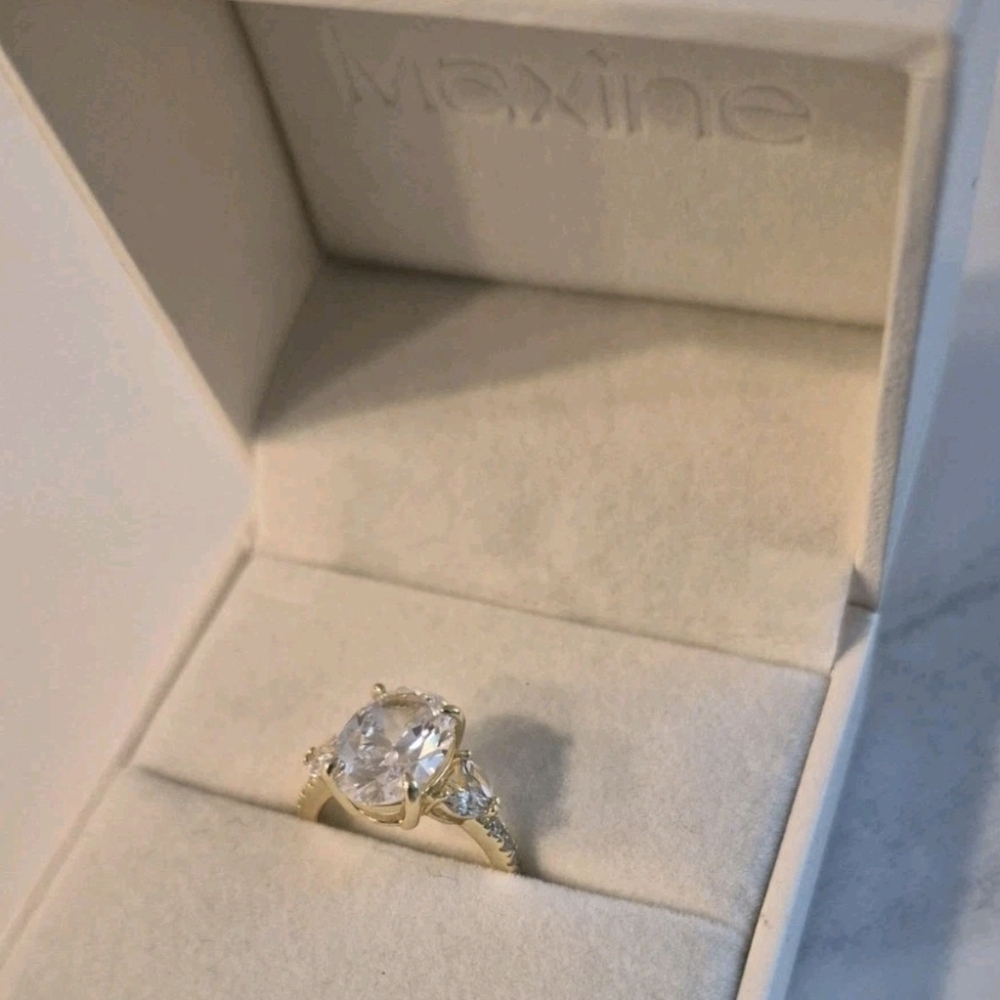 Maxine 3.5 Carat Oval Cut Cubic Zirconia Gold Plated 925 Engagement Ring, 4.5 - Picture 7 of 12